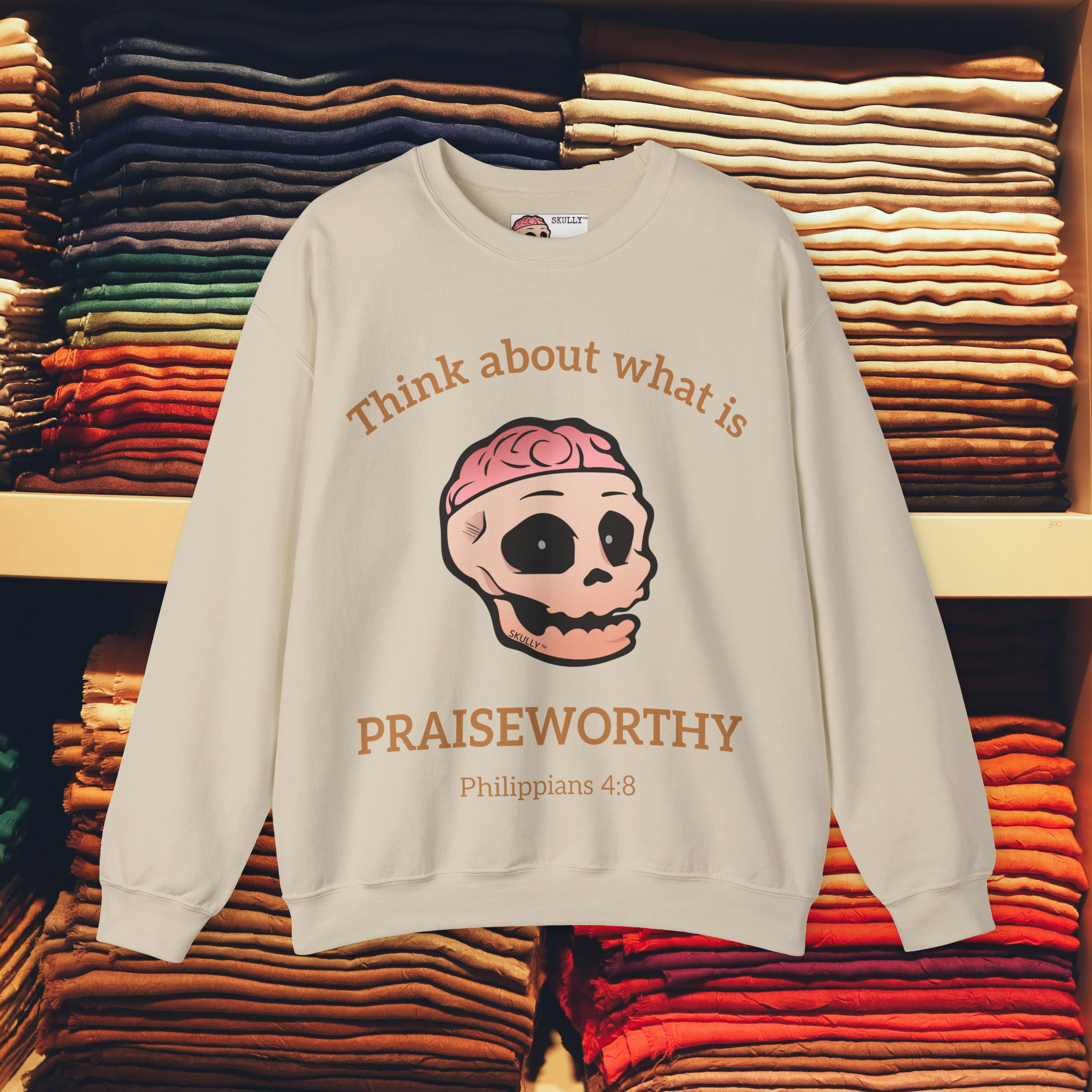 Front "Praiseworthy" Unisex Crewneck Sweatshirt