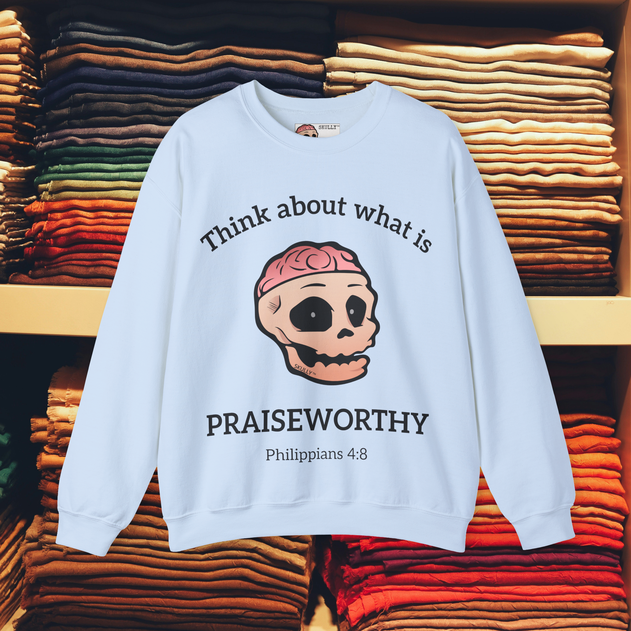 Front "Praiseworthy" Unisex Crewneck Sweatshirt