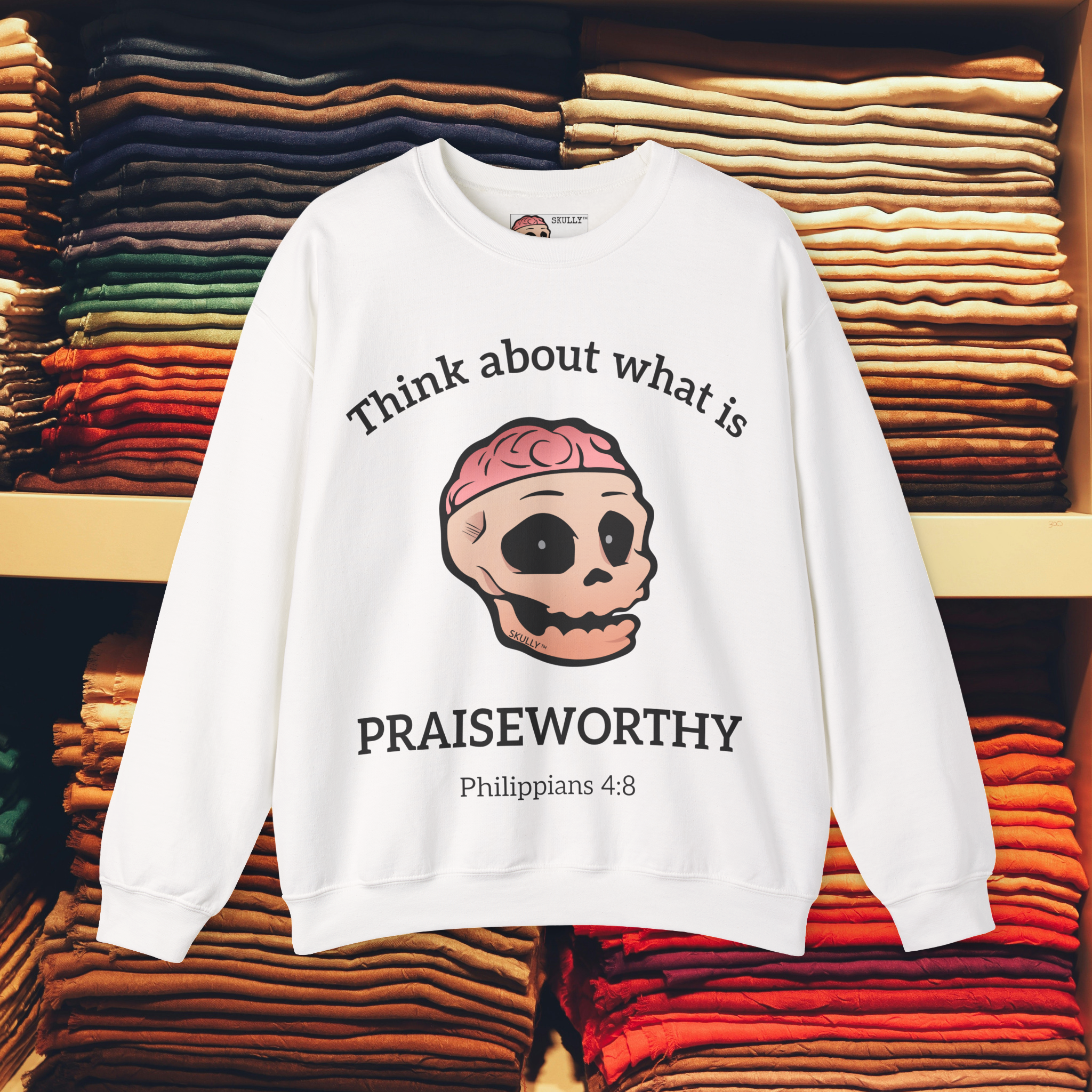Front "Praiseworthy" Unisex Crewneck Sweatshirt