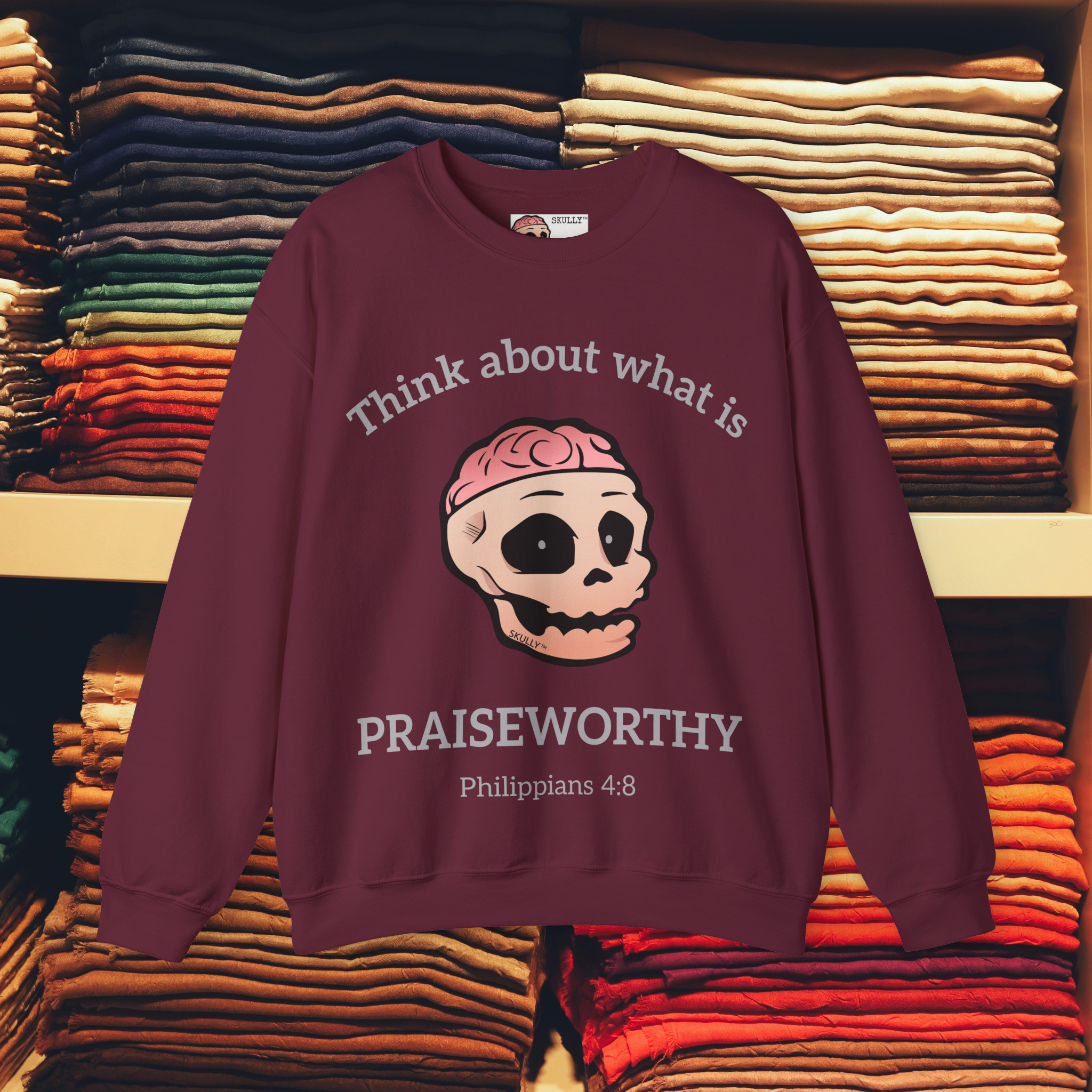 Front "Praiseworthy" Unisex Crewneck Sweatshirt