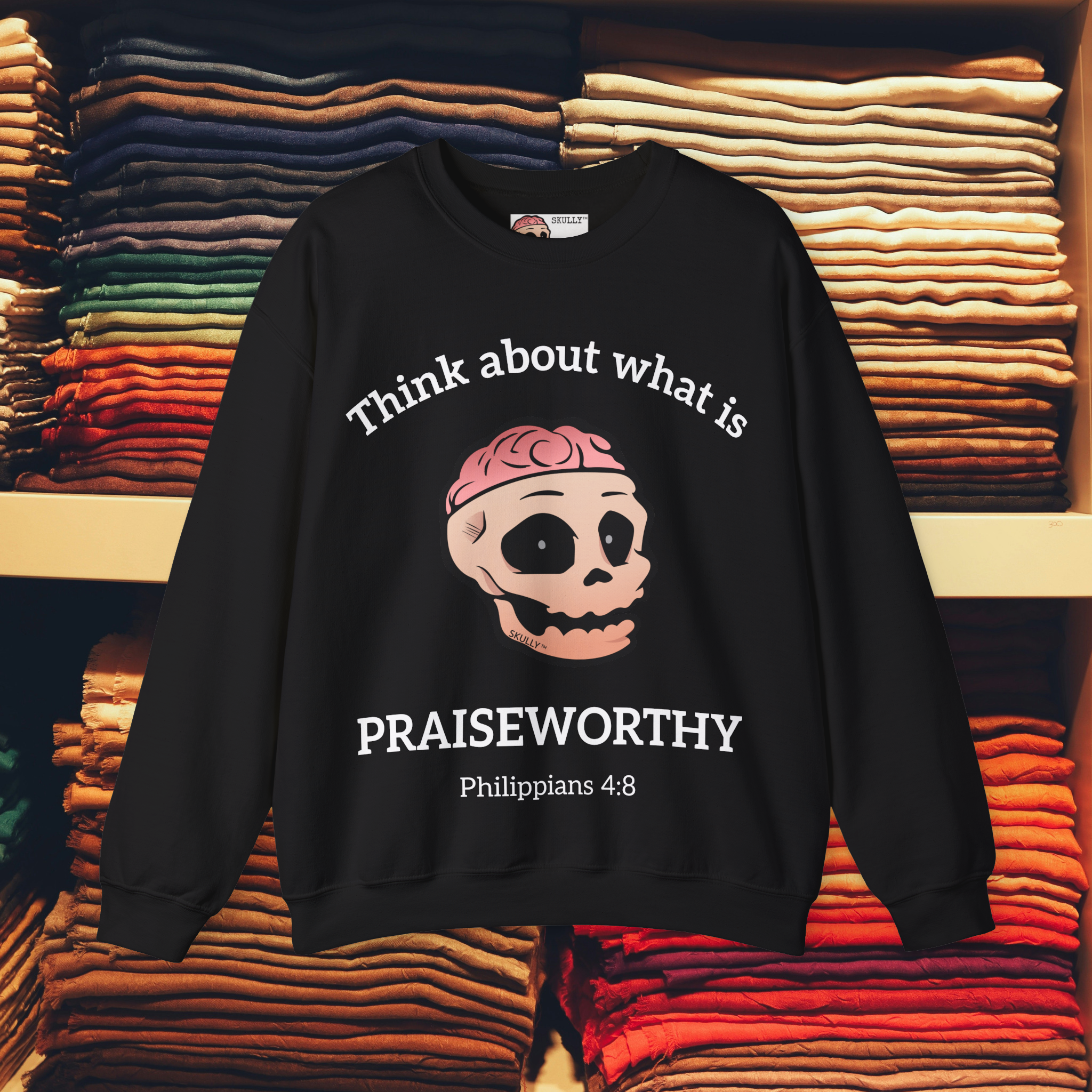 Front "Praiseworthy" Unisex Crewneck Sweatshirt