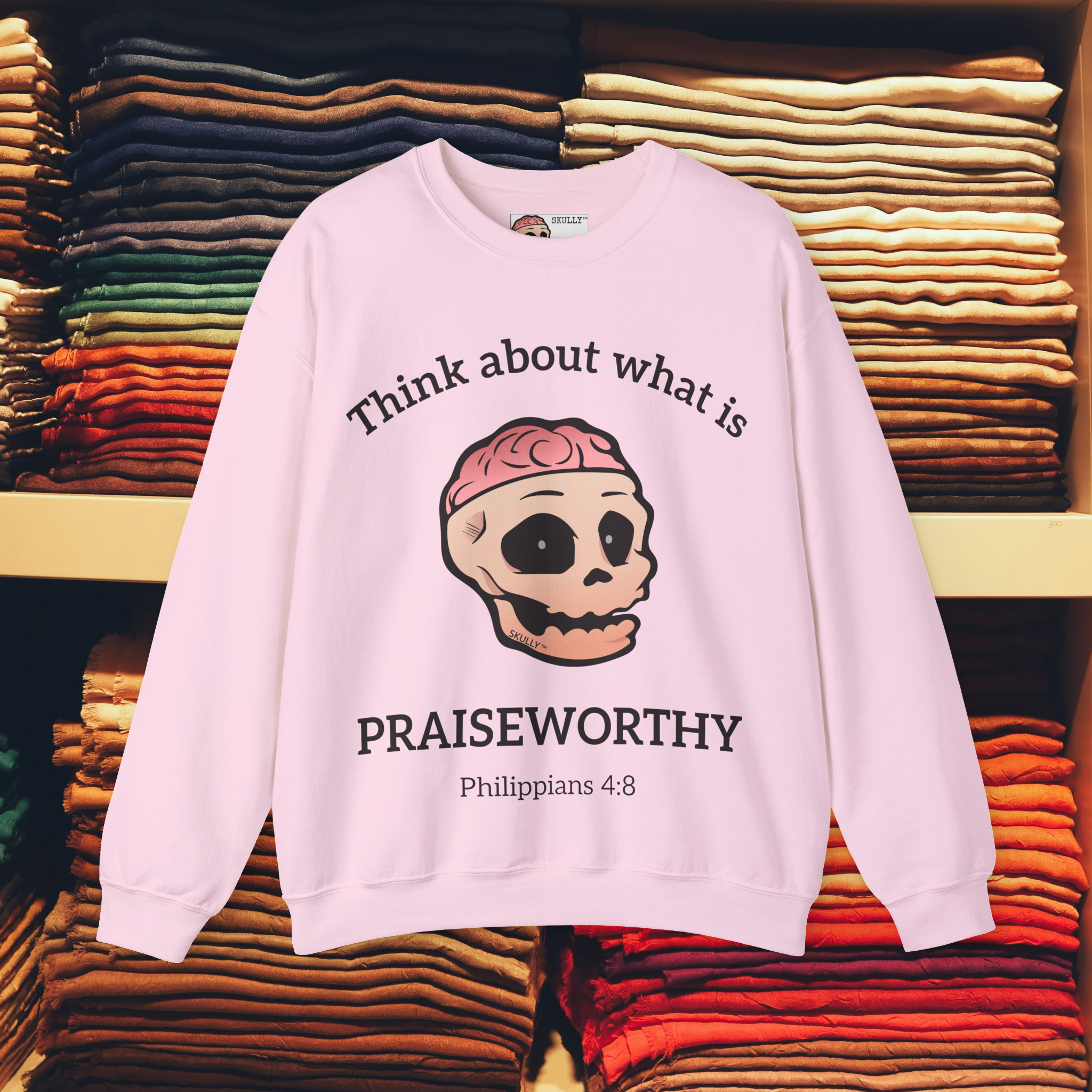 Front "Praiseworthy" Unisex Crewneck Sweatshirt