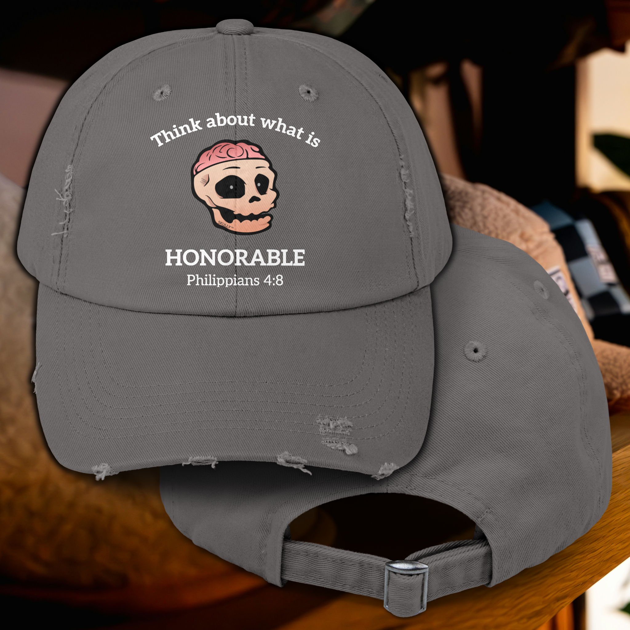 Skully "Honorable" Distressed Baseball Cap