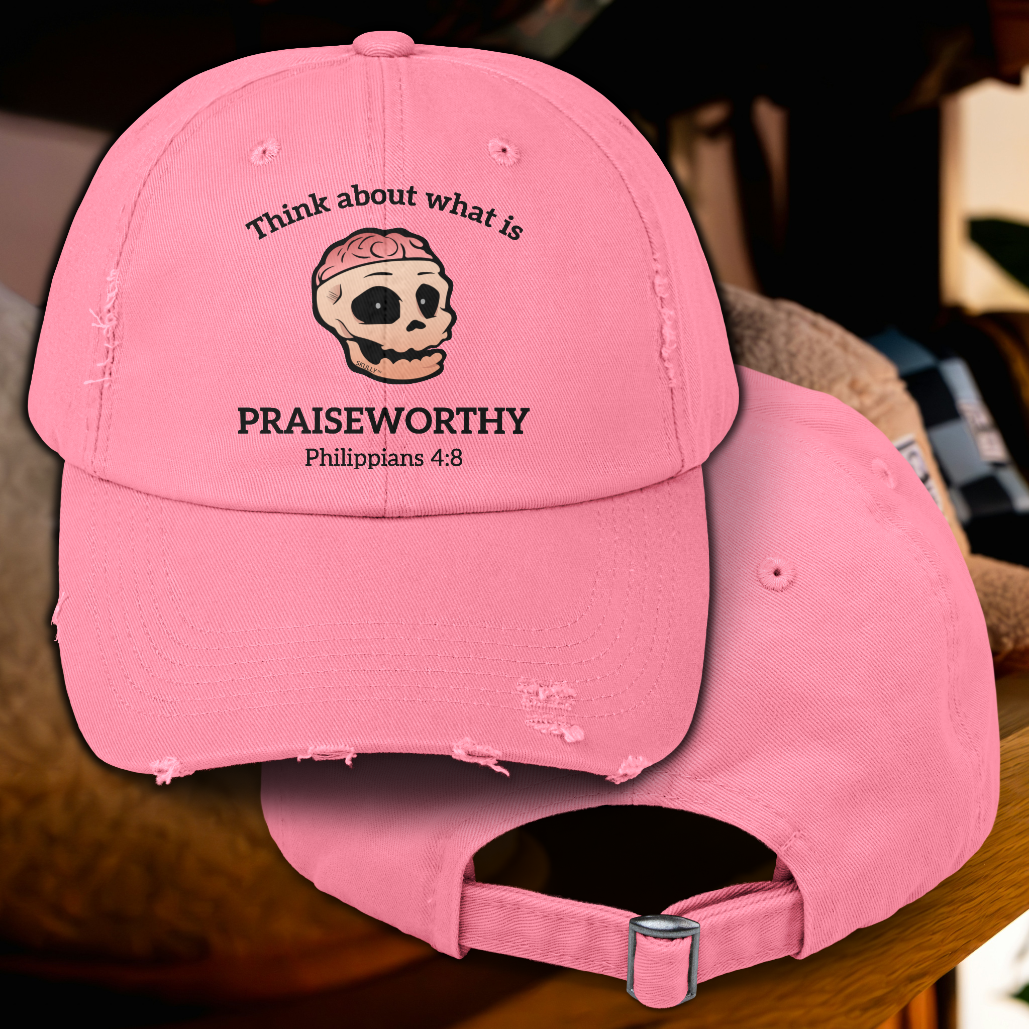 Skully "Praiseworthy" Distressed Baseball Cap