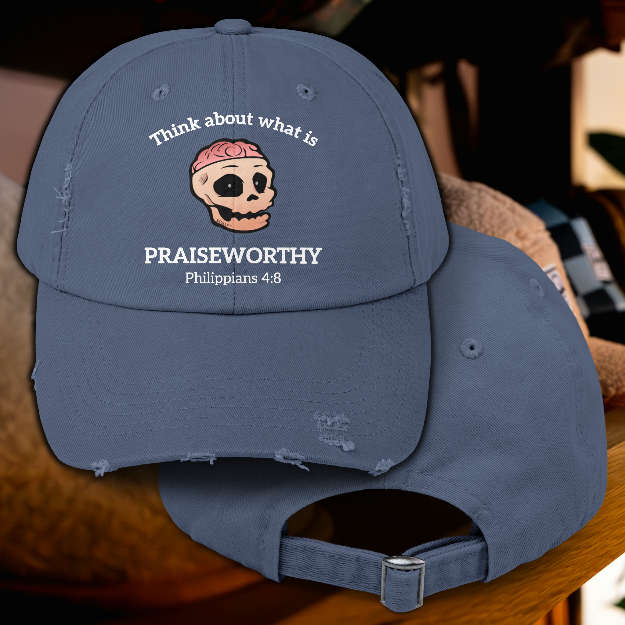 Skully "Praiseworthy" Distressed Baseball Cap